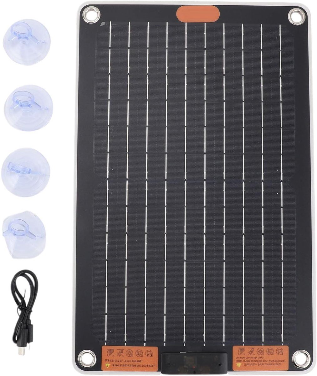 Draagbare Zonnepaneel - Zonneoplader - Outdoor Elektriciteit - Dubbele USB-C Poorten - 0.95 Pounds - Zwart