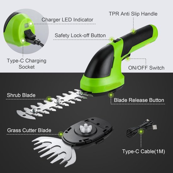 Draadloze Grastrimmer - Elektrische Snoeier - Tuinonderhoud Gemak - 7.2 Volt Vermogen - Handzaam Formaat - Eén Kleur — afbeelding 3