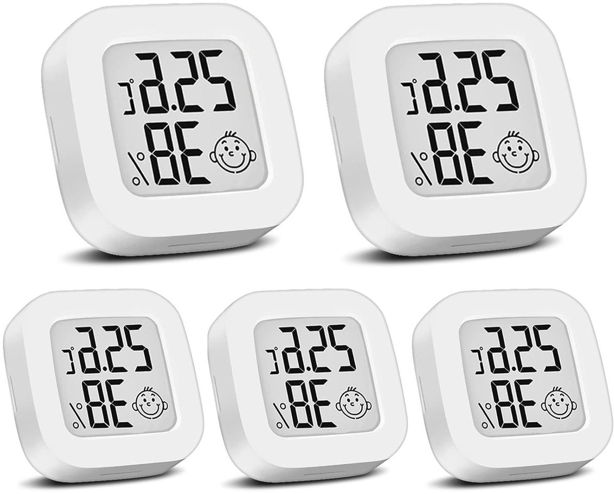 Digitale Hygrometer en Thermometer voor Binnengebruik - Mini LCD Luchtvochtigheidsmeter voor Woonkamer, Slaapkamer en Kantoor (5 Stuks)