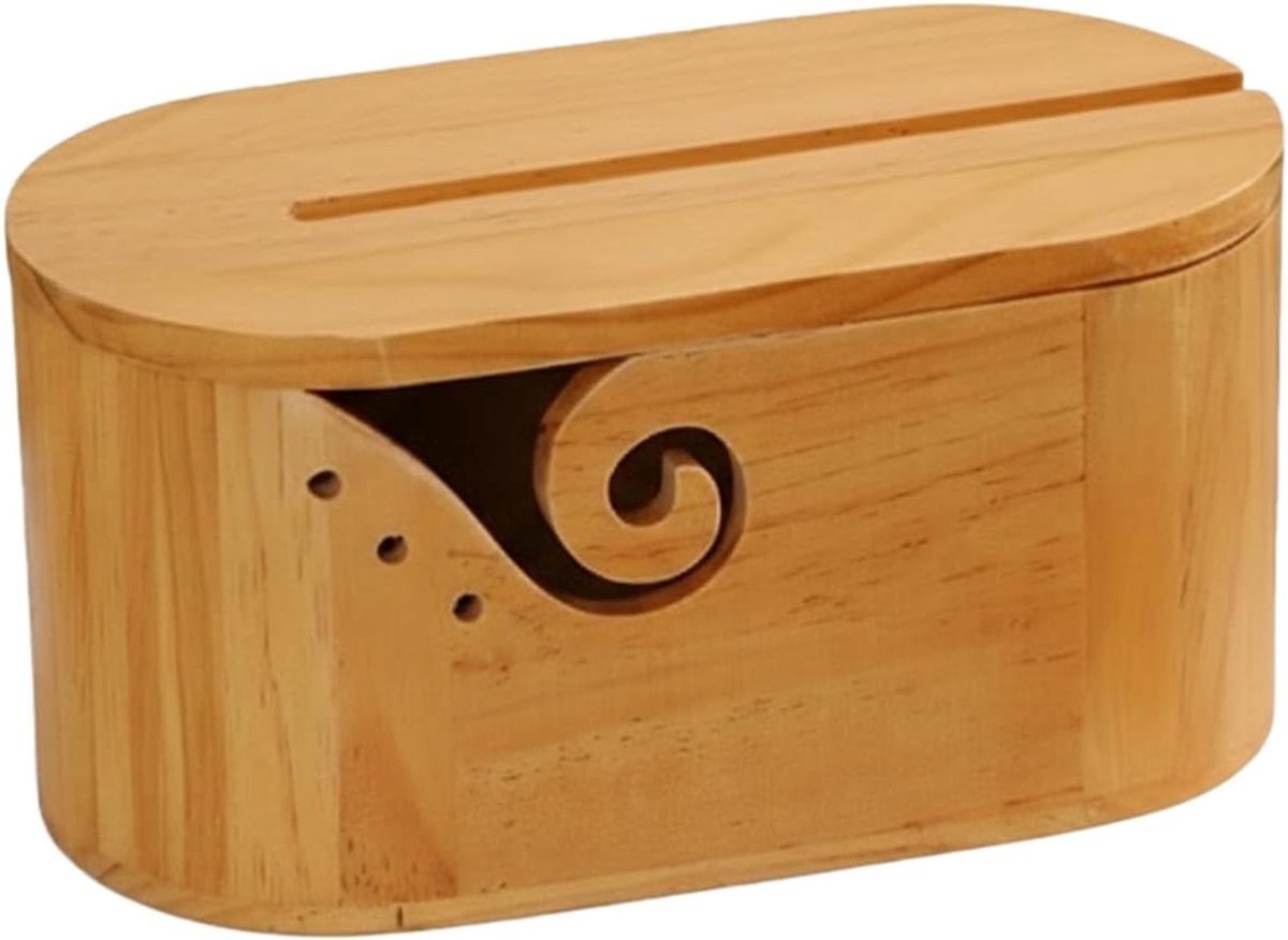 Garen Opbergdoos - Houten Organizer - Hobby Projecten - Met Deksel - 27.5 cm - Houtkleur