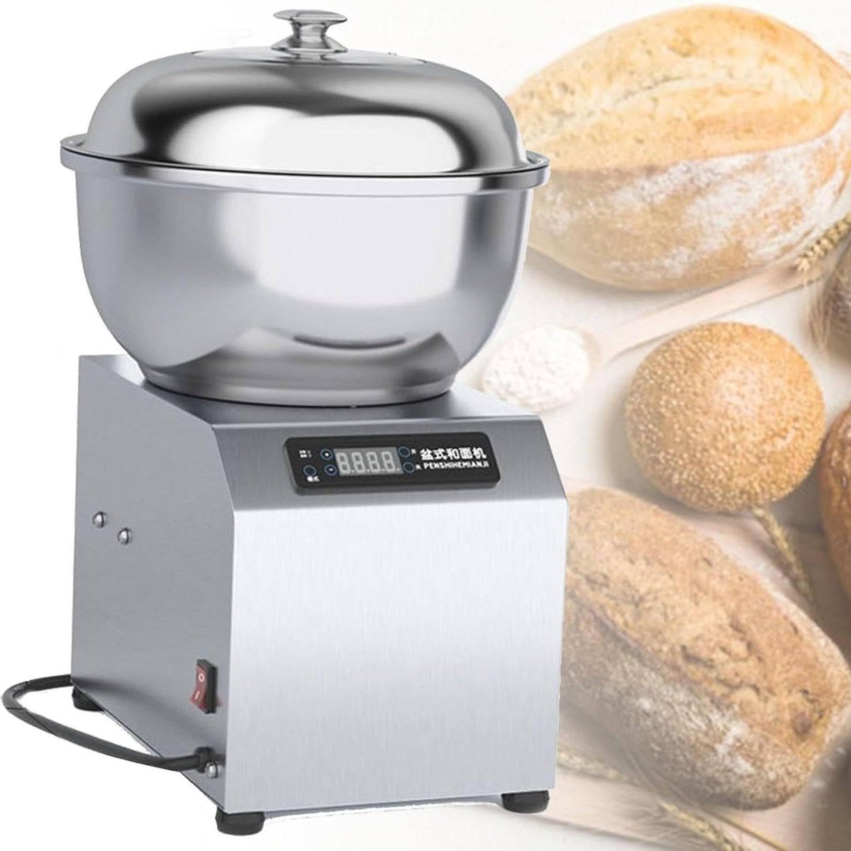 Deegmixer - Kneedmachine - Brood Bakken - Krachtige Spiraal - 8kg Kom - Zilver