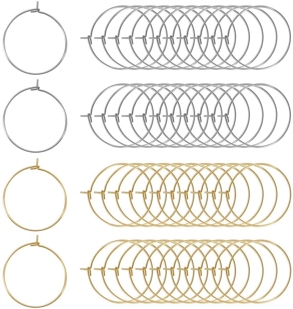 Dailygoody - Wijnglas Identifiers - Wijnglas Ringen - Roestvrij staal - Zilver en Goud - Feestdecoratie - Geschikt voor Feestjes en Bruiloften