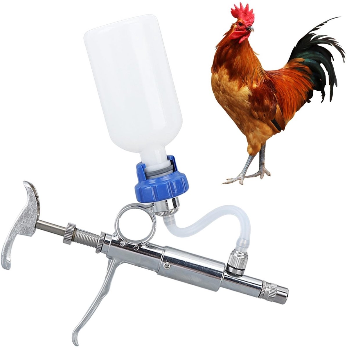 Dailygoody - Verstelbare Dierenspuit - 5 Ml Injectiespuit - Afneembaar Ontwerp - Roestvrij Staal en Kunststof - Voor Thuis en Boerderij - Diergeneesku