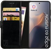 Rosso Element Geschikt voor Motorola Edge 60 Fusion | Wallet Book Case | Portemonnee Hoesje | 3 Pasjes | Magneetsluiting | Stand Functie | Zwart