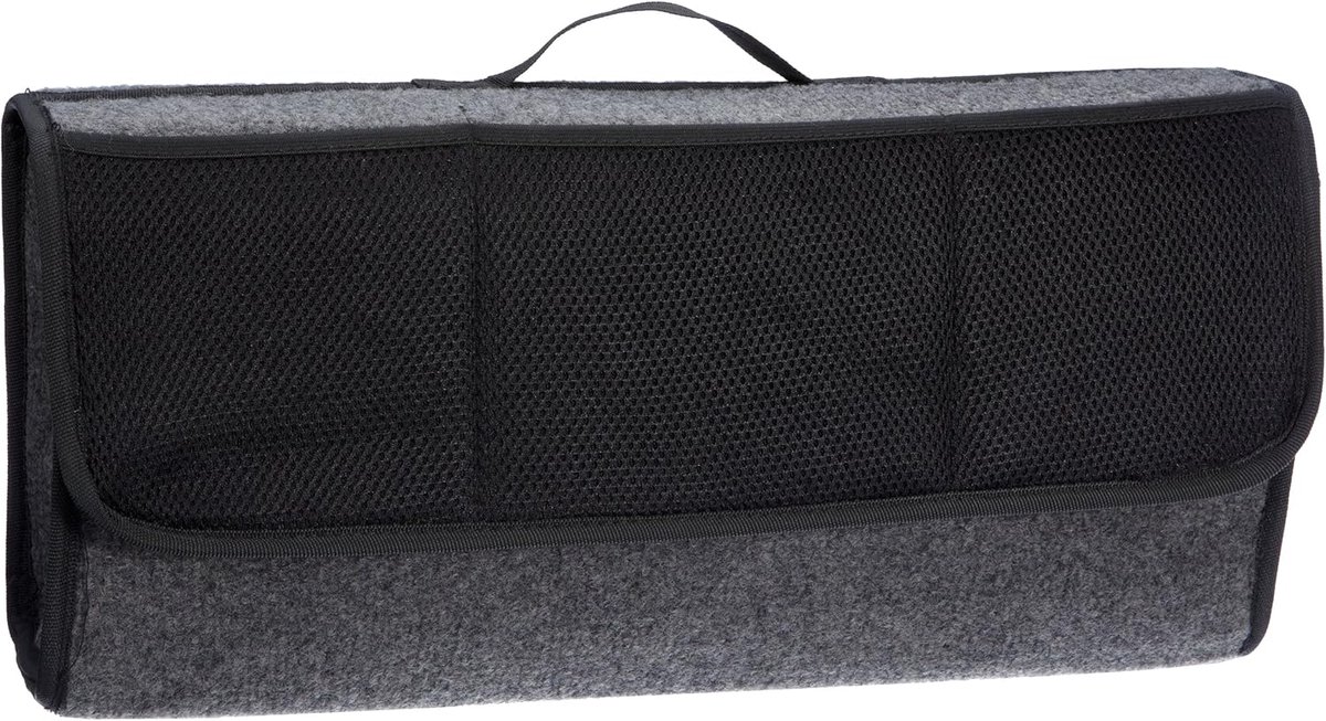 Kofferbak Organizer Vilt 50x20x13 cm - Auto Opbergtas met Klittenband - Antislip Compacte Opberger voor Gereedschap, Gevarendriehoek en Boodschappen - Grijs