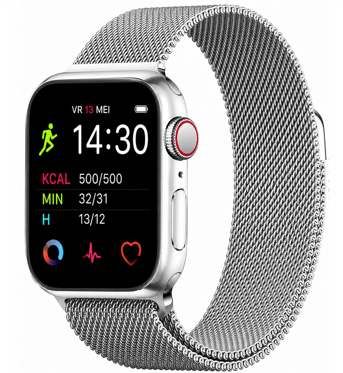 Bol.com Royal Supplies RF-93 Smartwatch - Smartwatch Heren - Smartwatch Dames - Belfunctie- HD Touchscreen - Horloge - Stappente... aanbieding
