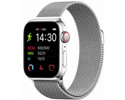 Royal Supplies RF-93 Smartwatch - Smartwatch Heren - Smartwatch Dames - Belfunctie- HD Touchscreen - Horloge - Stappenteller - Bloeddrukmeter - Saturatiemeter - IOS & Android -Screenprotector- Zilver staal
