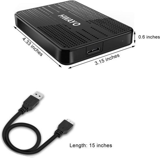 Externe harde schijf - Draagbare opslag - Bestanden opslaan - Plug and Play - 500 GB - Zwart — afbeelding 4