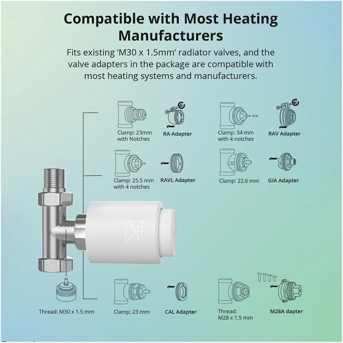 Thermostatische Radiatorkraan - Slimme Verwarming - Energie Besparen - Vorstbeveiliging - 1 Stuks - Wit