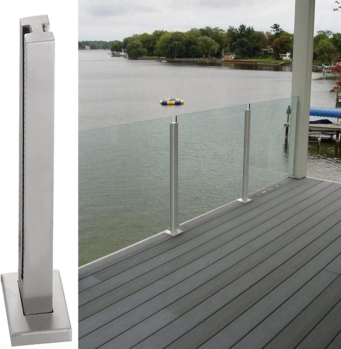Glazen Balustrade Paal - Hekken Paal Klem - Balkon Afschermen - 304 Roestvrij Staal - Hoogte 150 cm - Zilver