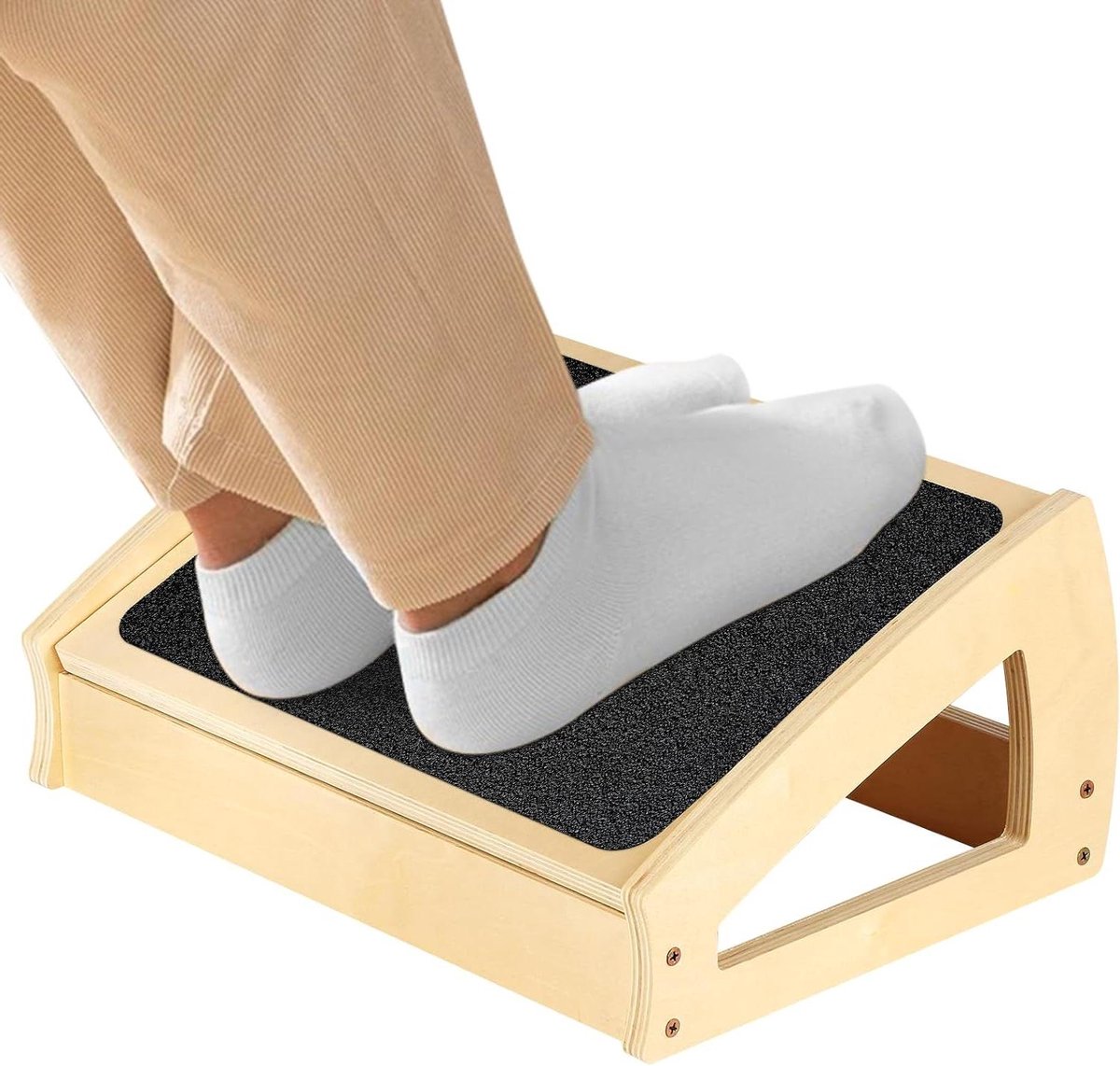 Houten Toiletkruk - Voetensteun Badkamer - Comfortabeler Toiletteren - Ergonomisch 35-Graden Ontwerp - 418 x 285 x 183 cm - Houtkleurig