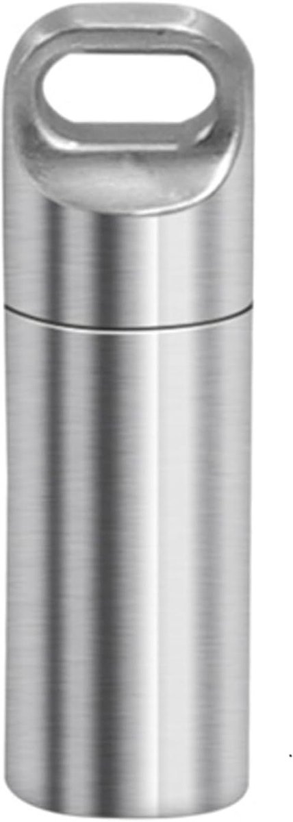 Draagbare Waterdichte Medicijn Doos, Dagelijkse Pillen Organizer voor Camping en Reizen, Compact en Handig voor Buitenactiviteiten (Zilver, 3.8*1.2cm)