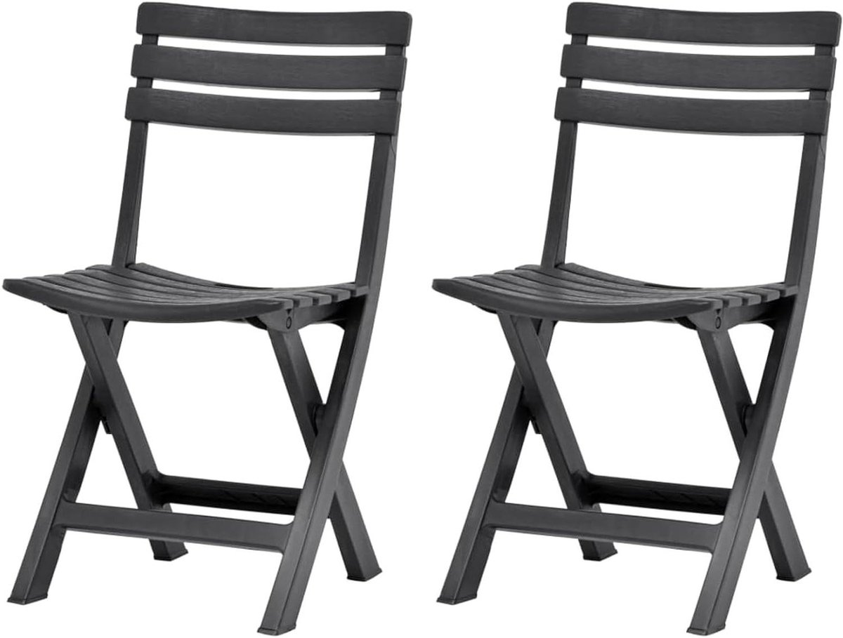 Opvouwbare Tuinstoelen - Buitenstoelen Terras - Genieten van het weer - Weerbestendig Kunststof - Set van 2 - Antraciet