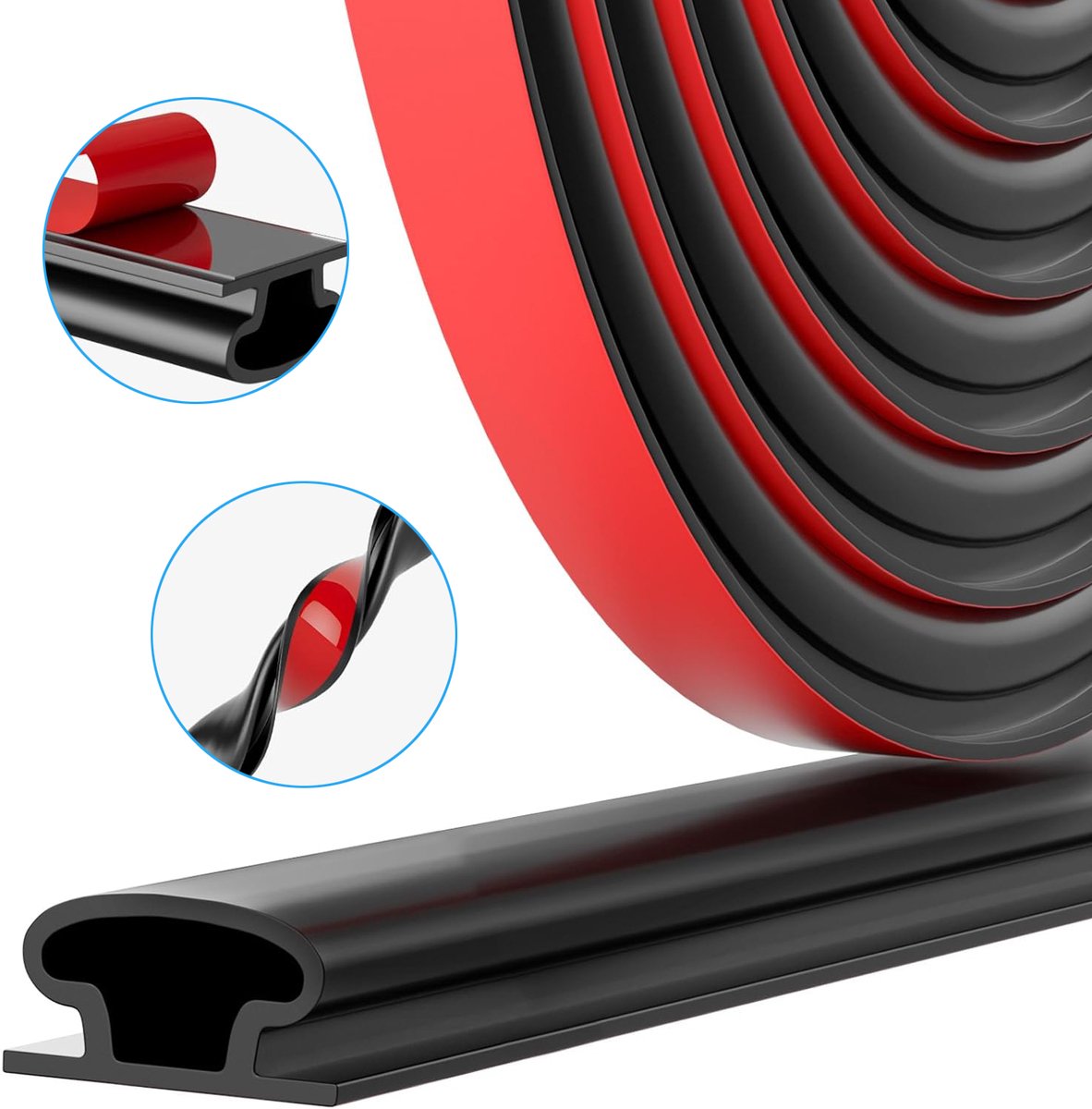 10M Tochtstrip Deurafdichtingsstrip - D-Vormige Rubberen Deurafdichting - Zelfklevende Deurafdichtingsstrip