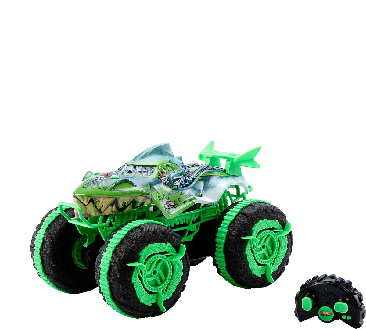 Hot Wheels Monstertrucks Terreinwagen Krakende Kaken - Speelgoedtruck met afstandsbediening - Rijdt op land en in water — afbeelding 4