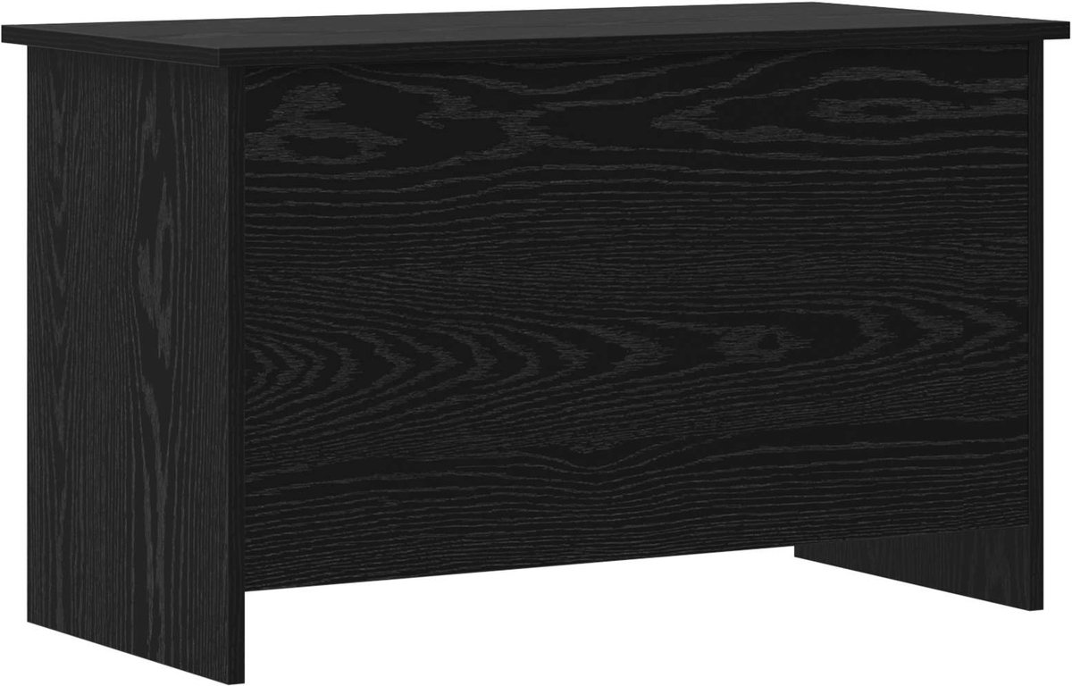 vidaXL - Opbergkist - met - opslag - Zwart - eiken - 80 - x - 40 - x - 50 - cm - Bewerkt - hout