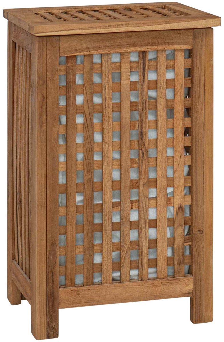 vidaXL - Wasmand - Naturel - 35 - x - 25 - x - 60 - cm - Massief - Teakhout