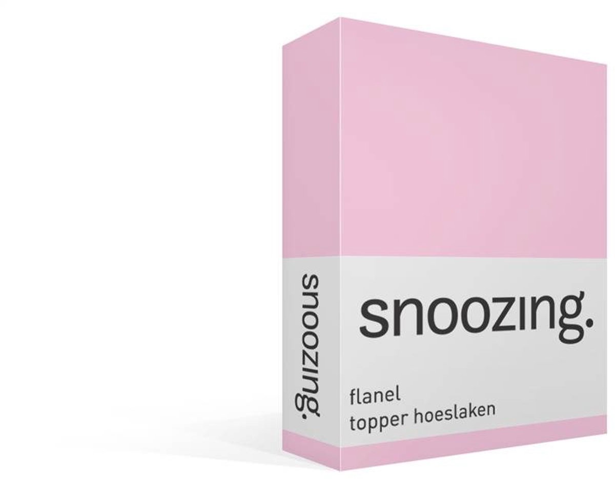 Snoozing Flanel - Hoeslaken - Topper - Lits-jumeaux - 180x200 cm - Roze