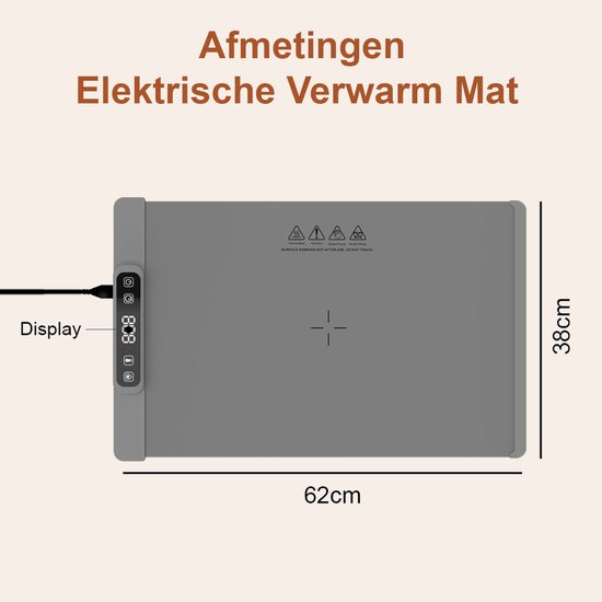 WoodyDoody Elektrische Verwarm Mat Warmhoudplaat Gerechten Dienblad EU VERSIE Celcius - XXL Bordenwarmer - Eenvoudig Ontdooien Diepvries Producten - Draagbaar met Temperatuur Regelaar - Timer Functie Eenvoudig op te Bergen - Drogen Servies — afbeelding 5