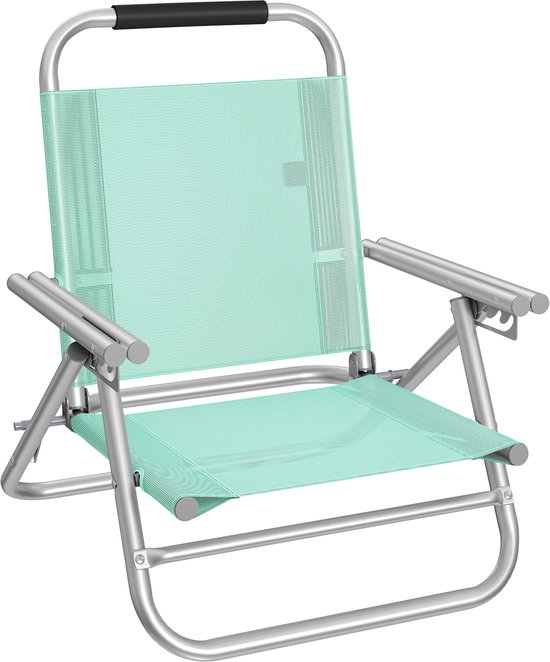 ACAZA Strandstoel - Campingstoel - Inklapbaar - 150KG Draagkracht - 4 Standen - Heel Stevig - Tuinstoel - Mintgroen