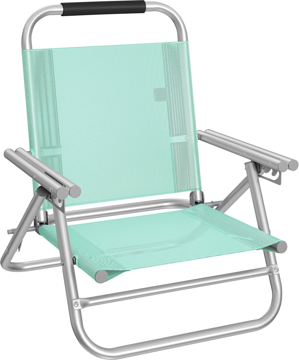 ACAZA Strandstoel - Campingstoel - Inklapbaar - 150KG Draagkracht - 4 Standen - Heel Stevig - Tuinstoel - Mintgroen