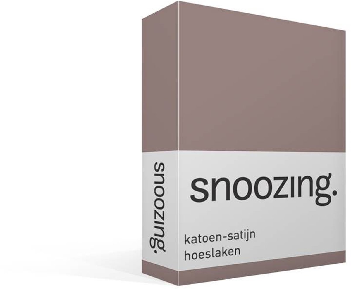 Snoozing - Katoen-satijn - Hoeslaken - Eenpersoons - 90x200 cm - Taupe
