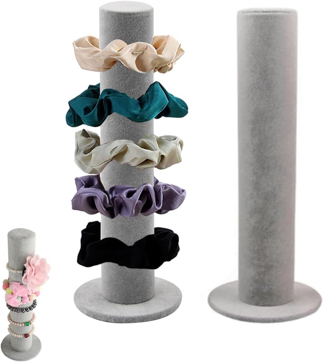 Elegante Velours T-vormige Armbandhouder voor Armbanden en Haargeluiden - Perfect voor Tentoonstellingen en Organisatie (Grijs)