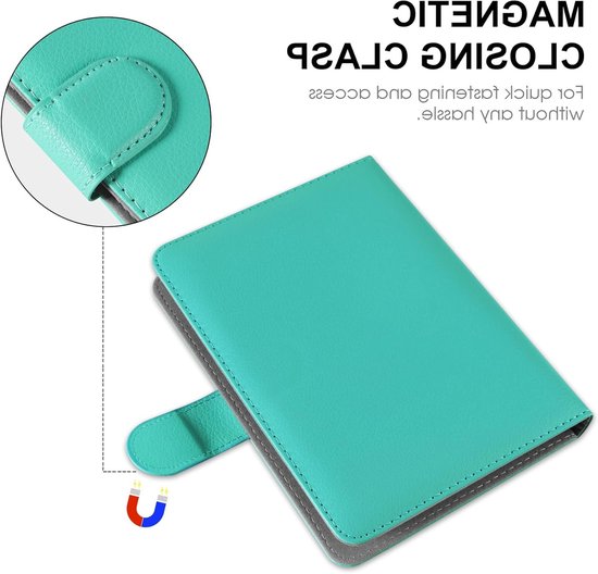 Universele leren beschermhoes voor 6.8'' eReaders zoals Paperwhite, Pocketbook en Kobo Clara HD, cyan kleur, schokbestendig en stijlvol ontwerp — afbeelding 2