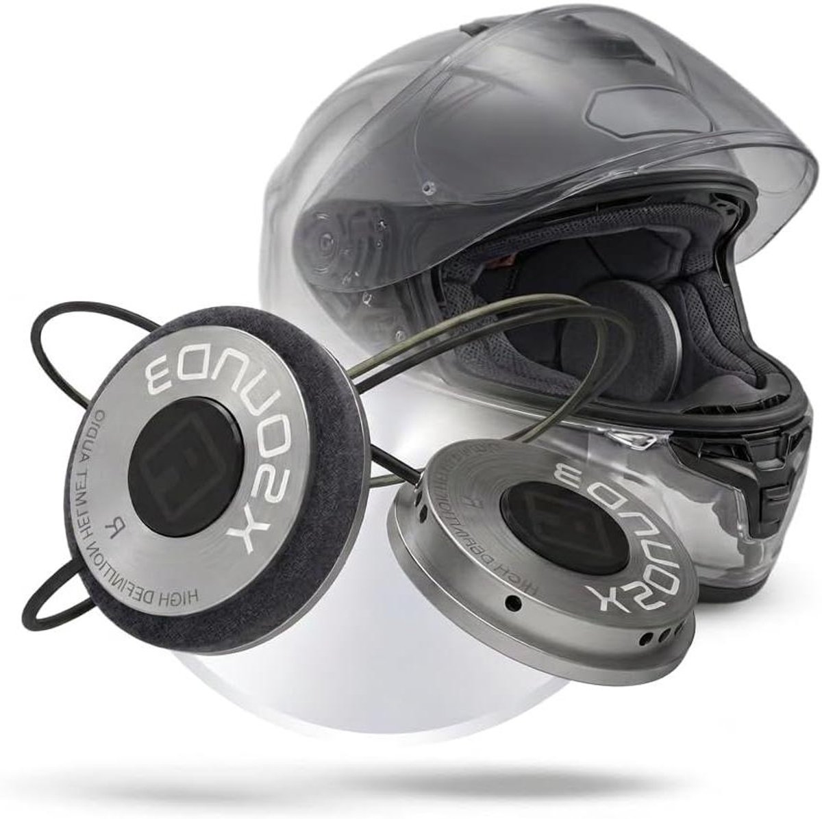 Helm Luidsprekers - Motor Audio - Muziek Luisteren - Draadloze Compatibiliteit - 45mm Drivers - Zilver