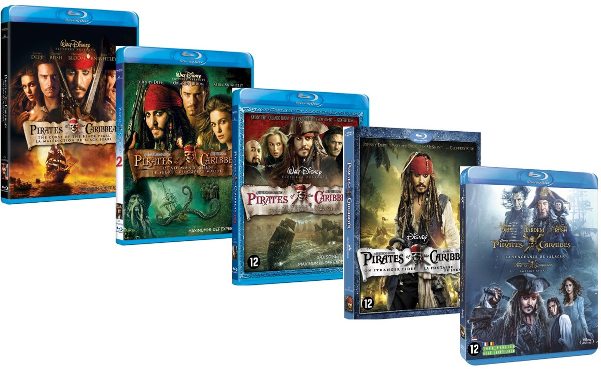 Pirates Of The Caribbean 1 t/m Pirates Of The Caribbean 5 ( aparte 5 Blu-Ray boxen )
