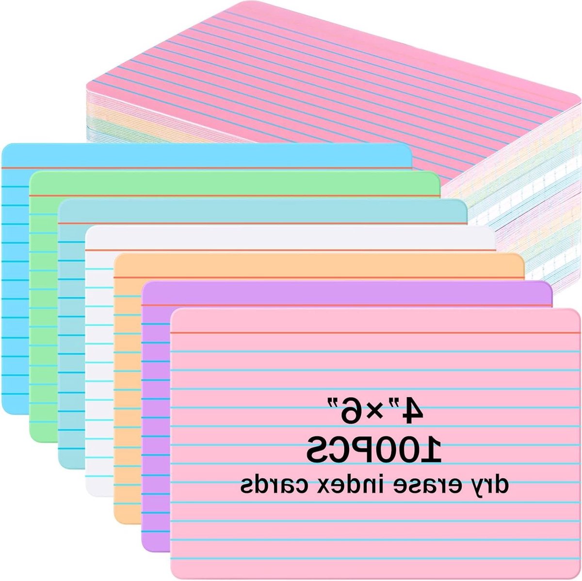 Droogwis Kaarten - Notitie Vellen - Leren en Plannen - Herbruikbaar Ontwerp - 100 Stuks - Candy Kleur