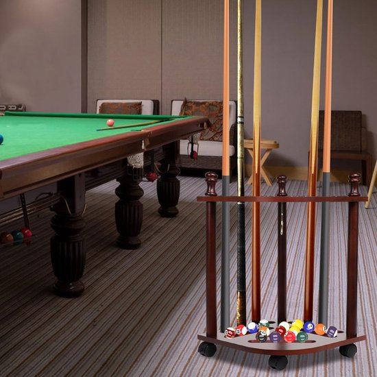 Poolkeu Rek - Keu Houder - Biljartkamer Organiseren - Driehoekig Vloerontwerp - 57 cm Hoog - Roodbruin — afbeelding 3