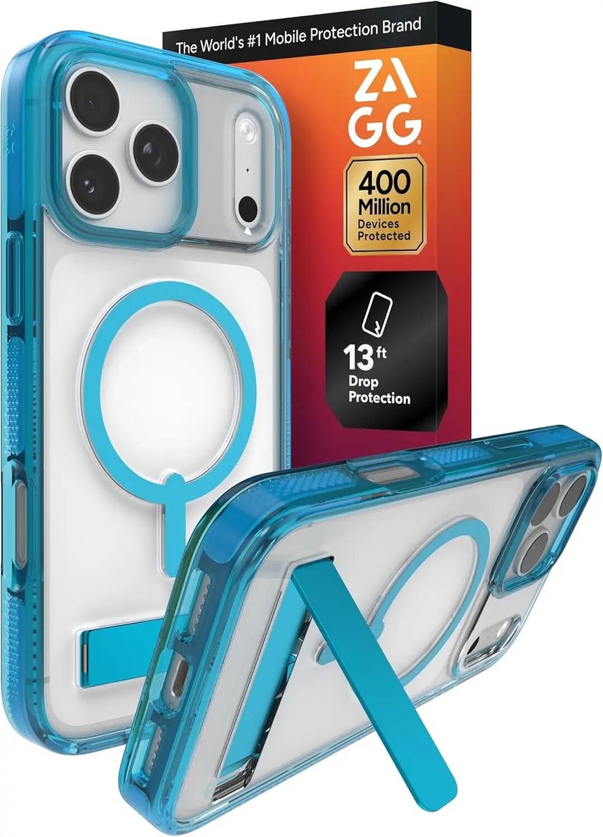 ZAGG Santa Cruz Snap Hoesje Geschikt voor Apple iPhone 17 Pro Max - Compatibel met MagSafe / Qi2 - Back Cover Blauw