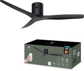 Varin® Smart Plafondventilator - Zwart - Tuya Wifi - Lange bladen - Ø 132cm - 6 snelheden - Super stil 20dB - Met afstandsbediening en gratis app - Ventilatorkachel - Ventilatoren plafond - Plafondventilator - Plafond ventilator slaapkamer