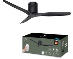 Varin® Smart Plafondventilator - Zwart - Tuya Wifi - Lange bladen - Ø 132cm - 6 snelheden - Super stil 20dB - Met afstandsbediening en gratis app - Ventilatorkachel - Ventilatoren plafond - Plafondventilator - Plafond ventilator slaapkamer
