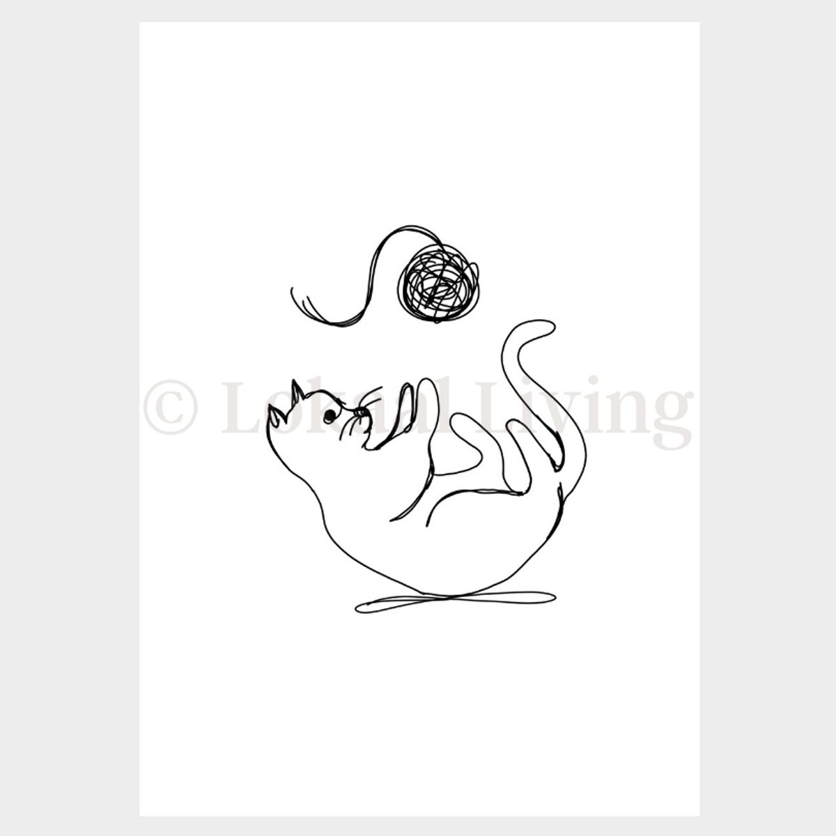 Lokaal Living a4 poster - Mees - kat - huisdier - dieren - line art zwart