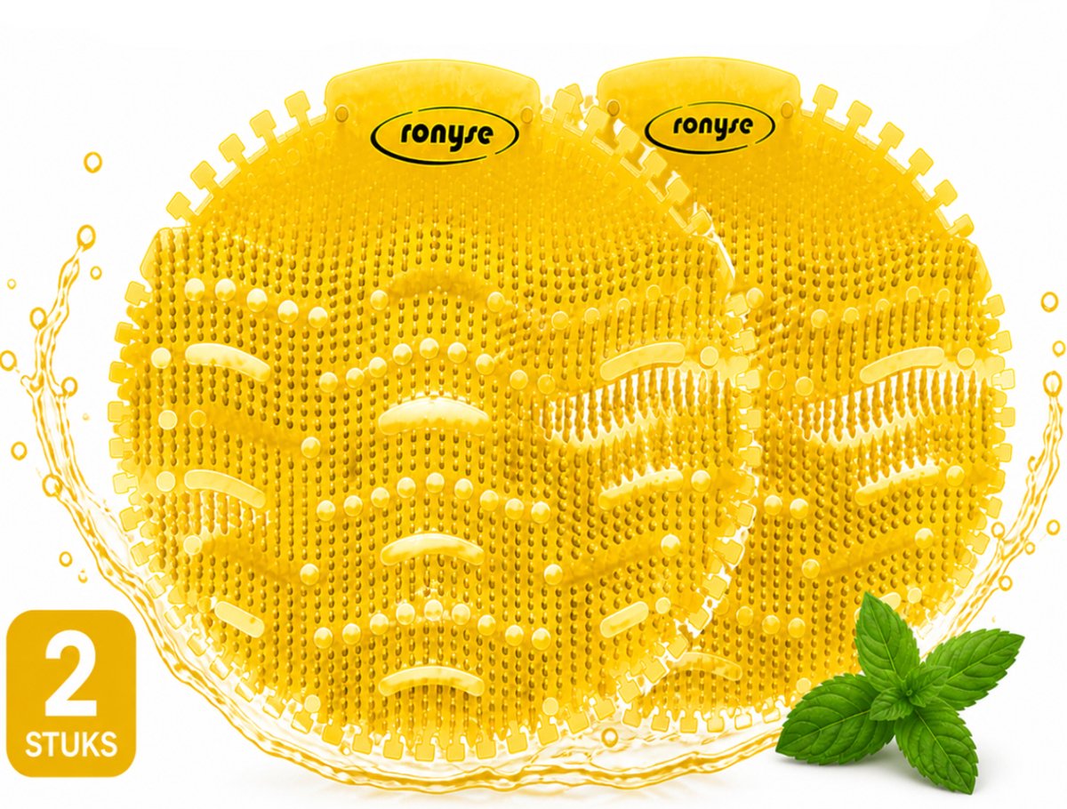 Urinoir Matten - Urine Mat - 2 Stuks - Geel - Anti spat mat WC - Toilet Mat - Duo verpakking - Frisse geur - Anti Splash Mat - Wc Rooster - Urinoir Rooster