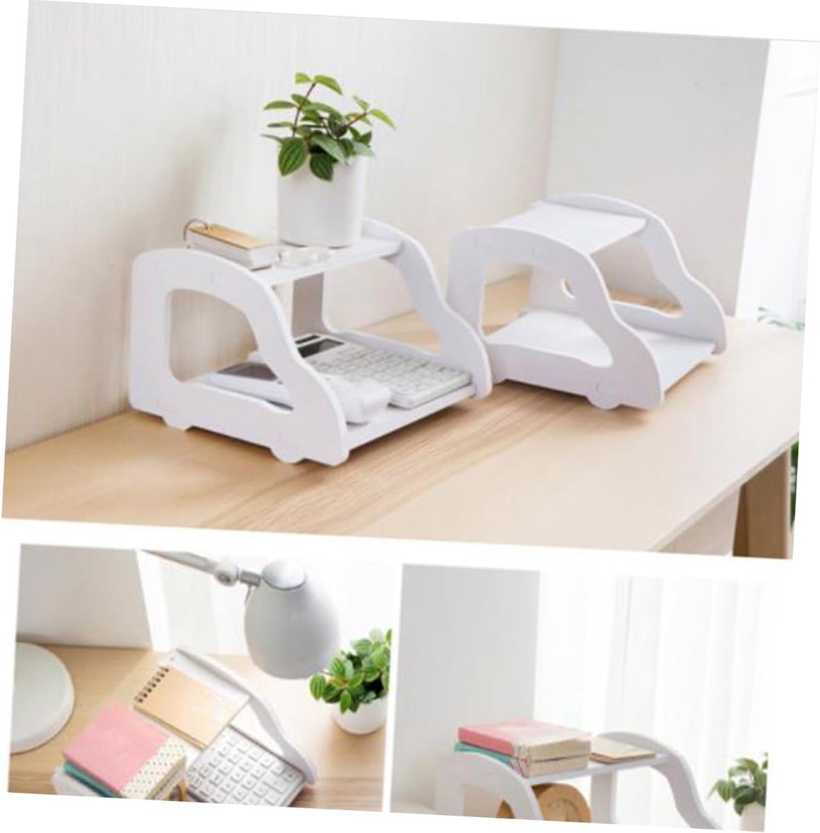 Router Houder - Modem Plank - Apparaten Opbergen - Ponsvrij Ontwerp - 22.5 x 21.5 cm - Wit