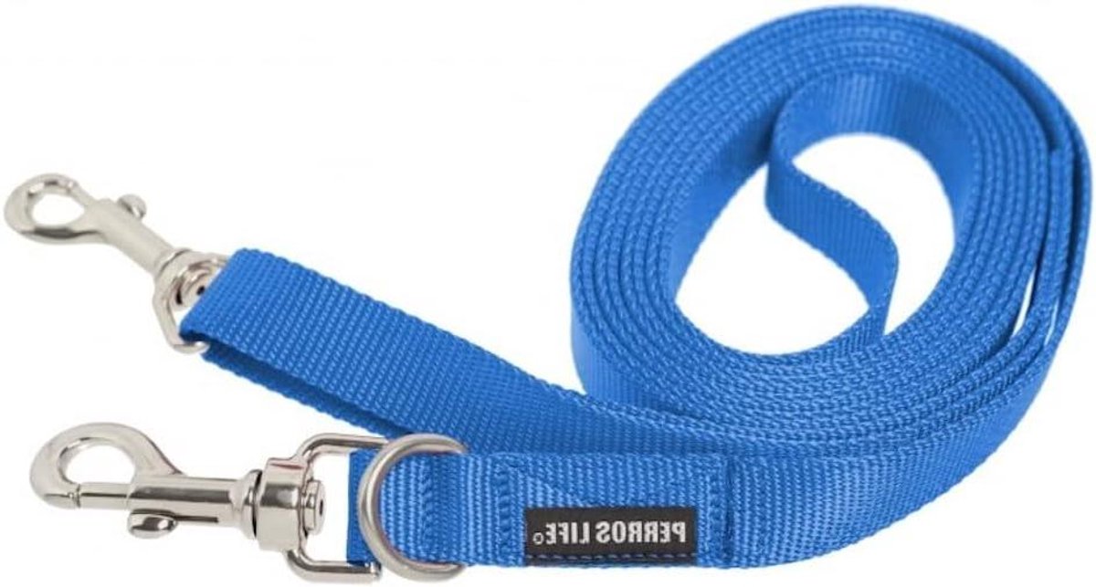Hondenriem - Dubbele riem - Veilig uitlaten - Dubbele karabijnhaak - 3 meter - Blauw