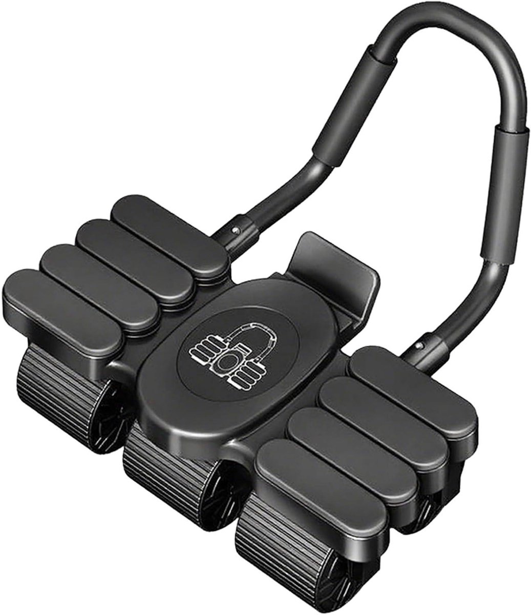 Buikspierroller - Core trainer - Buikspieren trainen - Automatische terugvering - 6 wielen - Zwart