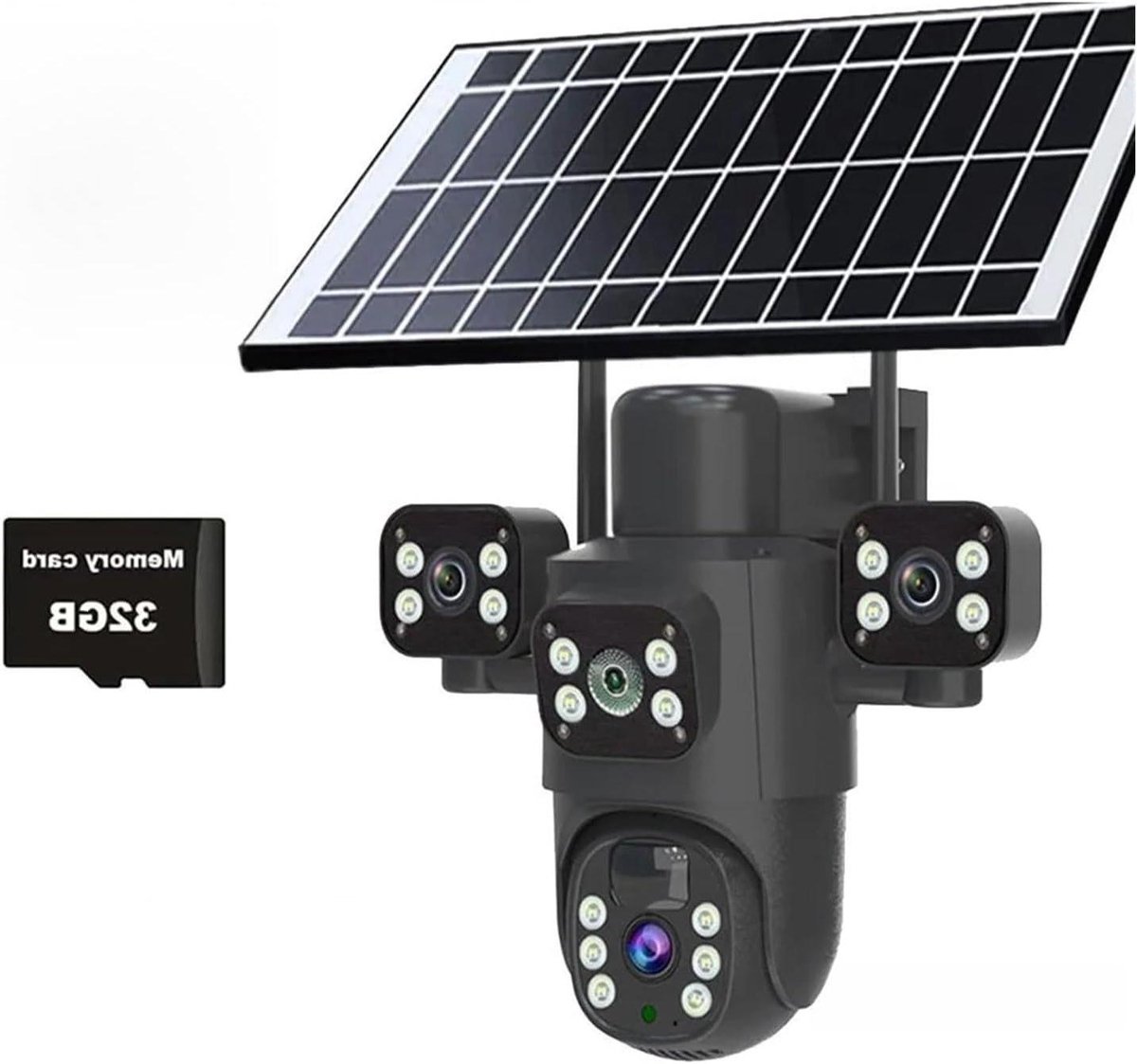 Zonnecamera met Drie Lenzen - Buiten Beveiliging - Objecten Volgen - Automatische Tracking - 6MP UHD - Zwart
