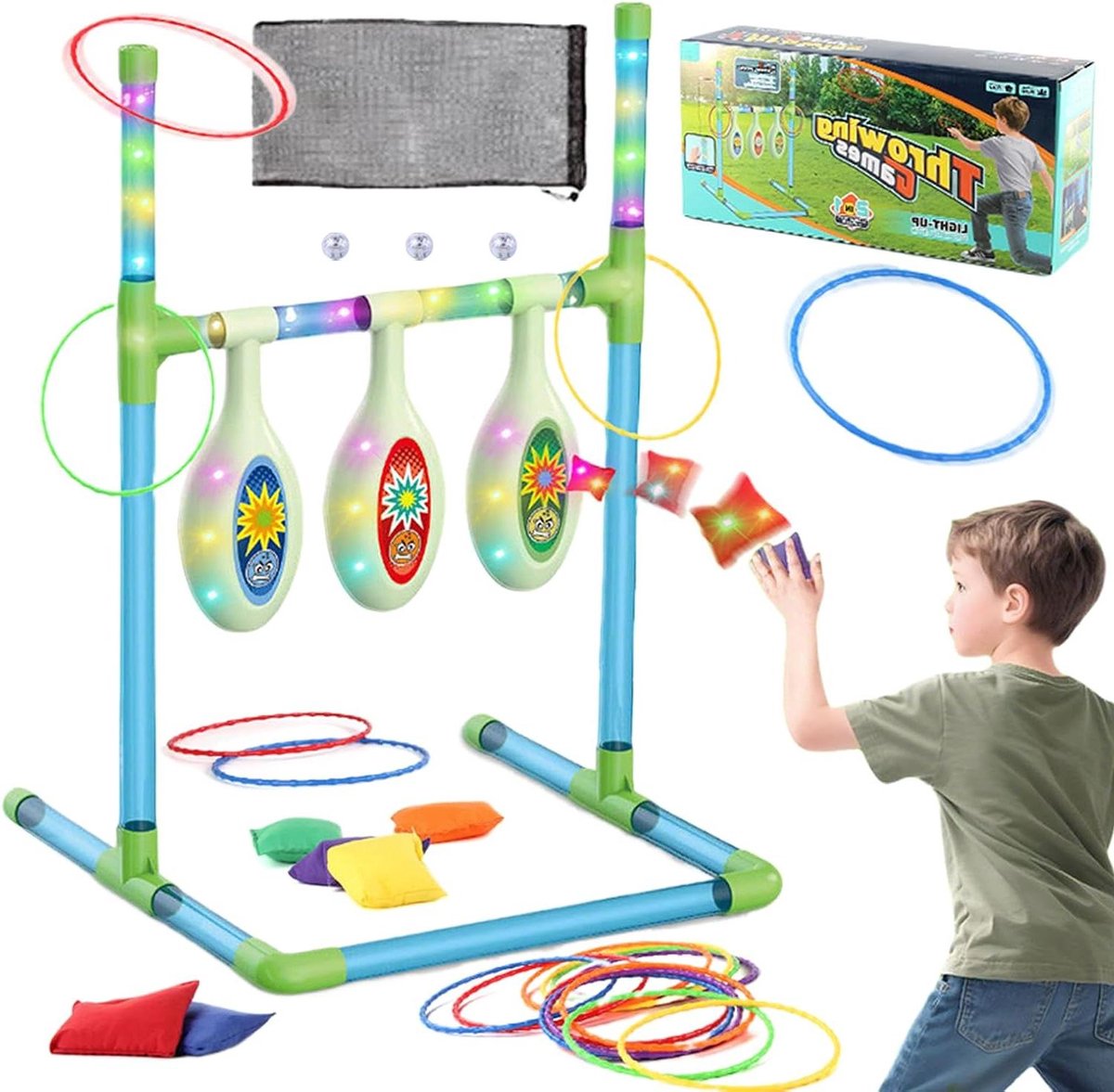 Bonen Zak Gooi - Gooispel Speelgoed - Interactief Spel - Lichtgevende Zakjes - 67x48cm - Meerdere Kleuren