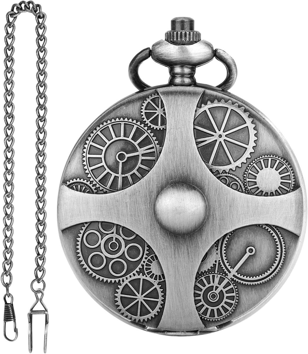 Zakhorloge met dobbelstenen - Metaal dobbelstenen - Tafelspellen spelen - Steampunk ontwerp - 15 x 12 x 2 cm - Brons