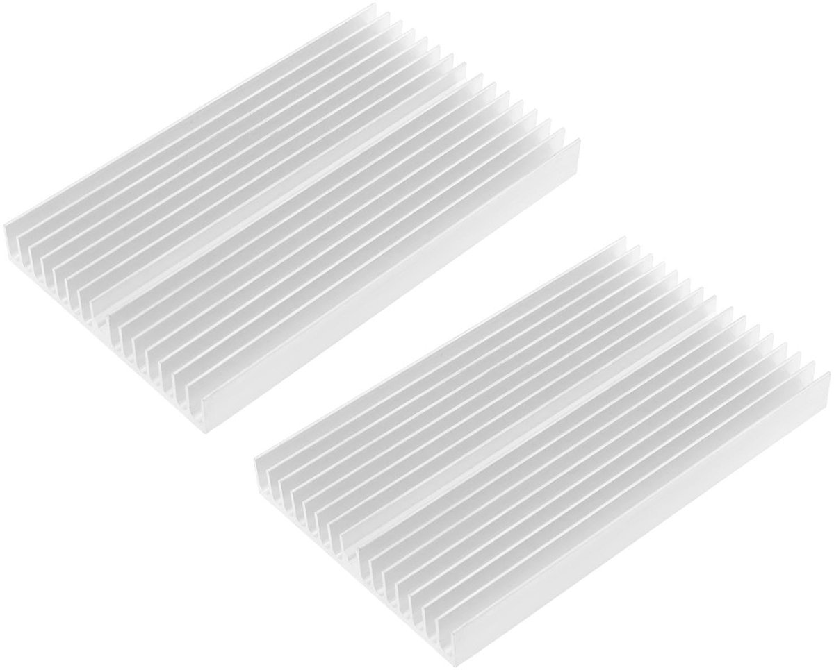 Set van 2 Aluminium Koellichaam 100x60x10mm voor Computer en Elektronica