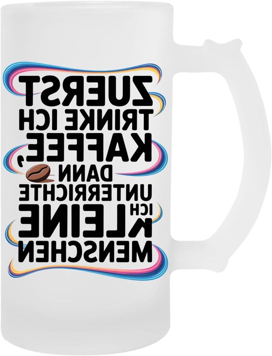 Bierglas Met Tekst - Beker Mok - Genieten Van Drank - Gedrukt In Europa - 400 Milliliter - Wit