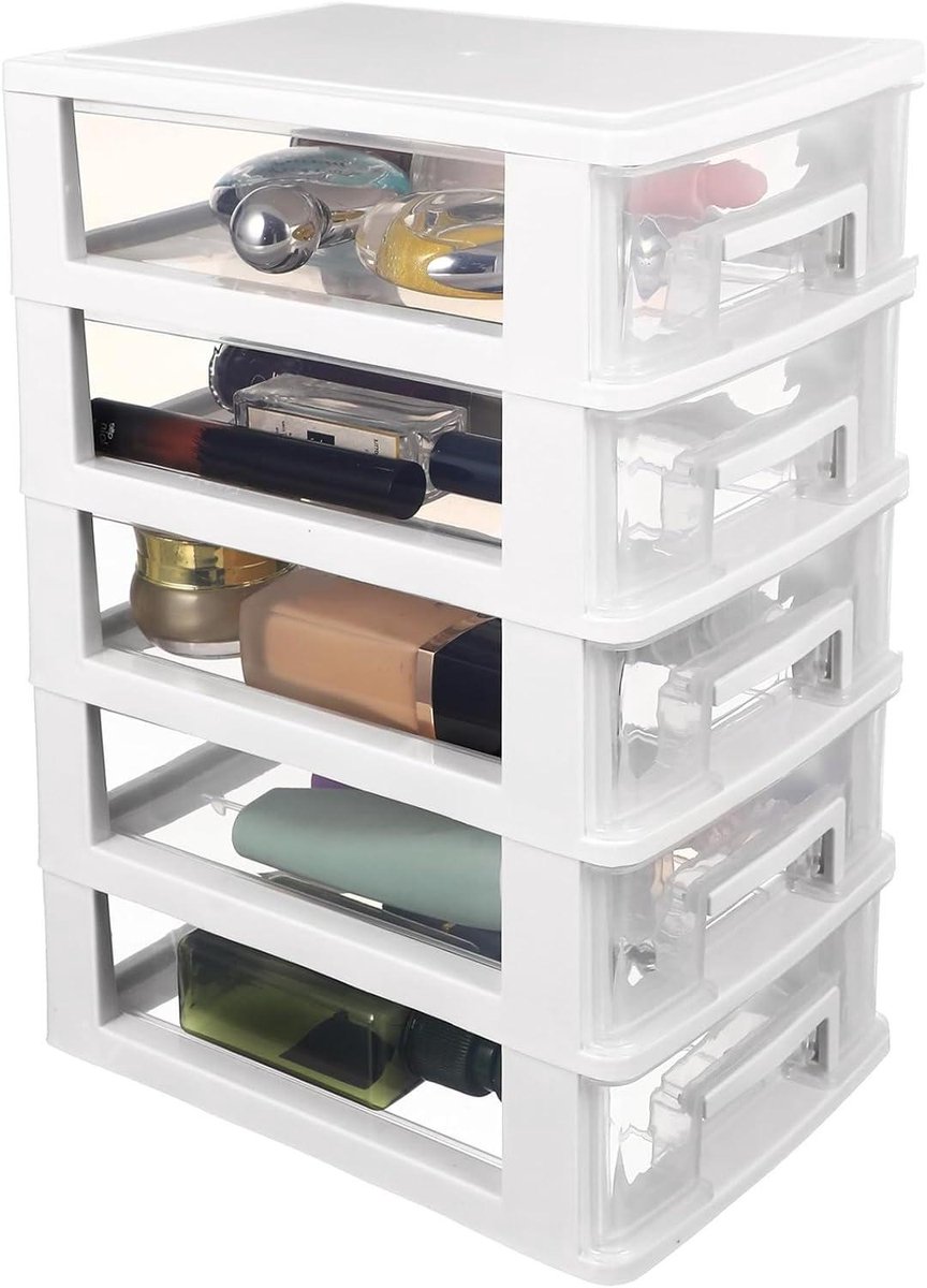 Lade opbergkast - Opbergdozen - Bureau organiseren - Meerdere dekken - 15.2x21.1x31.4cm - Wit