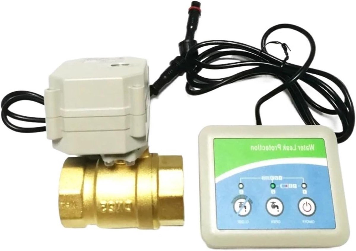 Waterlekkage Sensor - Lekdetector Alarm - Huis Beveiligen - Automatische Klep - 1 Inch - Grijs