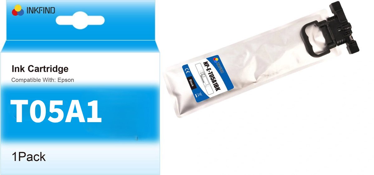 INKFIND T05A Zwart Inktcartridge compatibel met Epson T05A (T05ABK) Extra Hoge Capaciteit - 1-pack Zwart*1