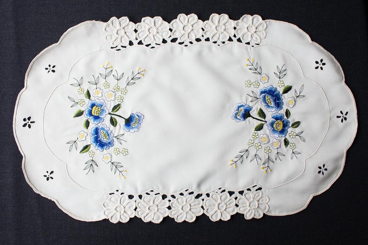 Tafelkleed - Tafelloper kleedje - Eettafel decoratie - Stijlvolle afwerking - 30x50cm - Blauw