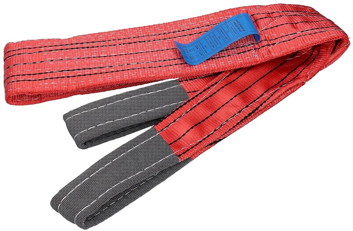 Hijsliftband - Platte riem - Materiaal verplaatsen - Verdikt en verbreed - 5 Ton draagvermogen - Rood